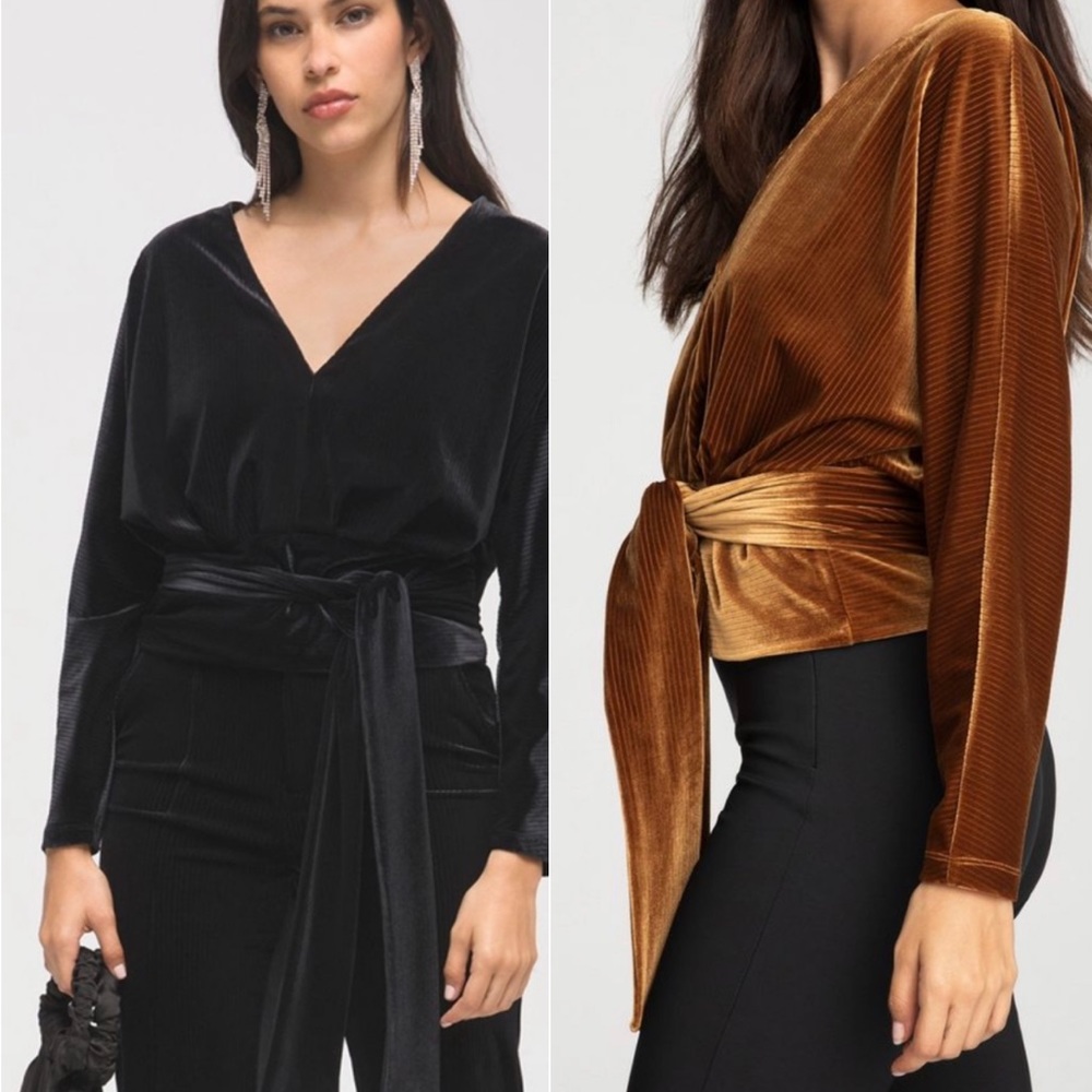 NWT Women's Good American Dolman Velour Top, Size 3/ Medium Black $118.